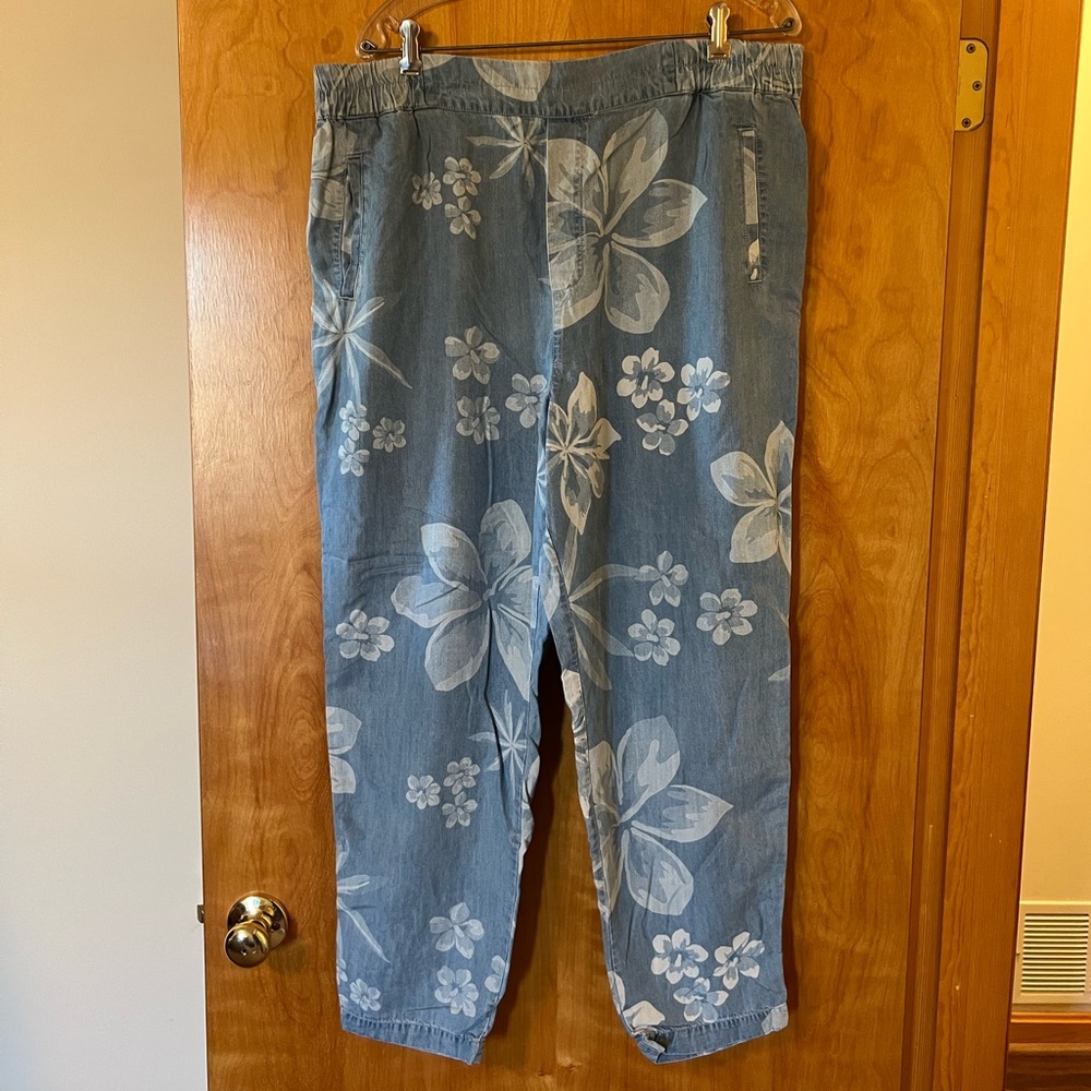 Soft Surrounding Women’s Lochlea Pants Blue Floral Tencel Pull On NWT Size XL